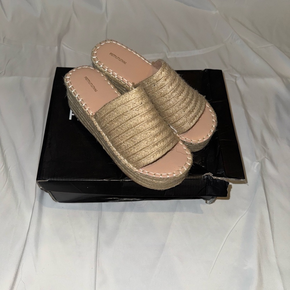 Beige Wedge Sandals